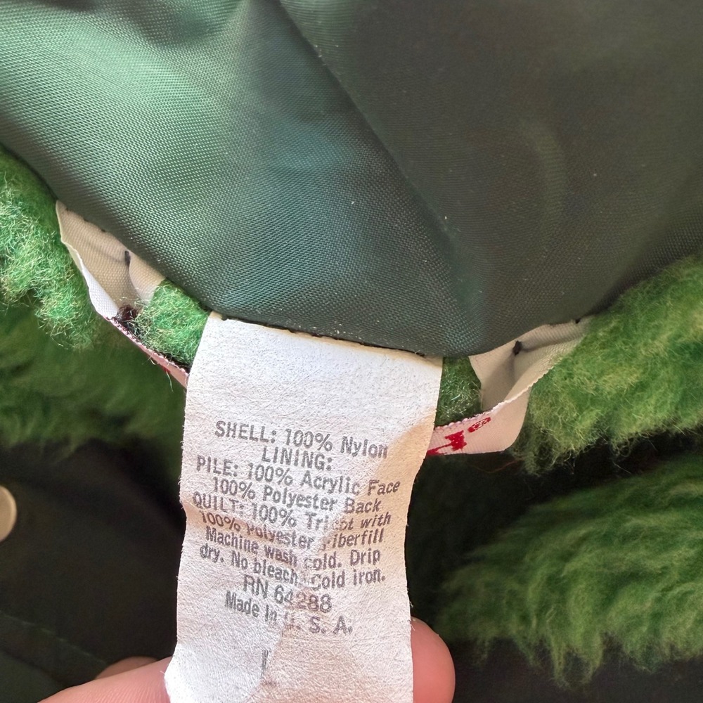 Vintage 80s Coach Jacket Green Sherpa Lined Nylon Workwear jacket - Picture 5 of 6